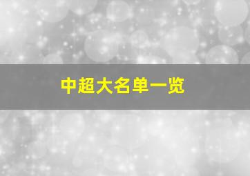 中超大名单一览