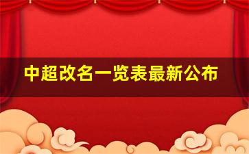 中超改名一览表最新公布