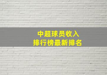 中超球员收入排行榜最新排名