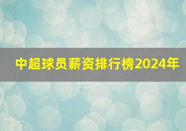 中超球员薪资排行榜2024年