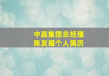 中超集团总经理陈友福个人简历