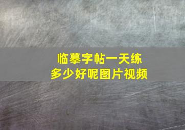 临摹字帖一天练多少好呢图片视频