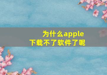 为什么apple下载不了软件了呢