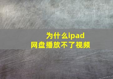 为什么ipad网盘播放不了视频