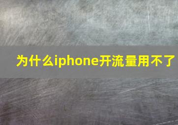 为什么iphone开流量用不了