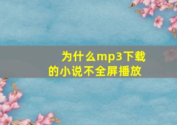 为什么mp3下载的小说不全屏播放