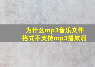 为什么mp3音乐文件格式不支持mp3播放呢