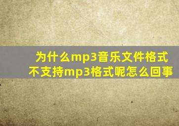 为什么mp3音乐文件格式不支持mp3格式呢怎么回事