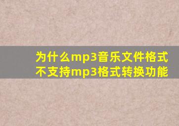 为什么mp3音乐文件格式不支持mp3格式转换功能