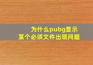 为什么pubg显示某个必须文件出现问题