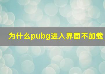 为什么pubg进入界面不加载