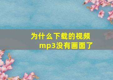 为什么下载的视频mp3没有画面了