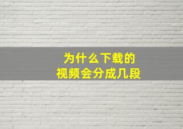 为什么下载的视频会分成几段