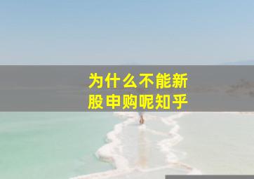 为什么不能新股申购呢知乎