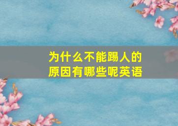 为什么不能踢人的原因有哪些呢英语