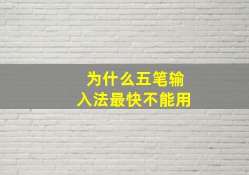 为什么五笔输入法最快不能用