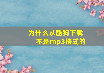 为什么从酷狗下载不是mp3格式的