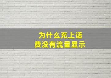 为什么充上话费没有流量显示