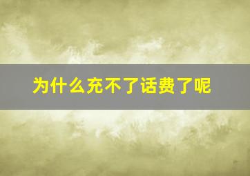 为什么充不了话费了呢