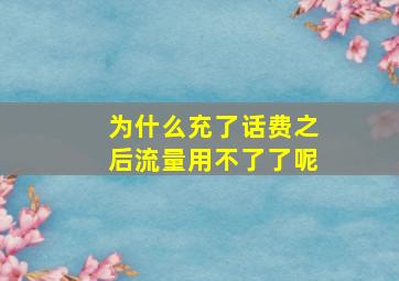 为什么充了话费之后流量用不了了呢