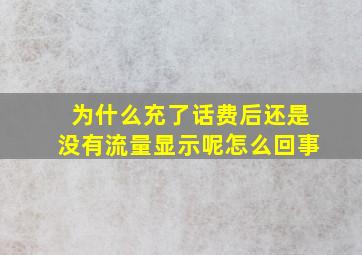 为什么充了话费后还是没有流量显示呢怎么回事