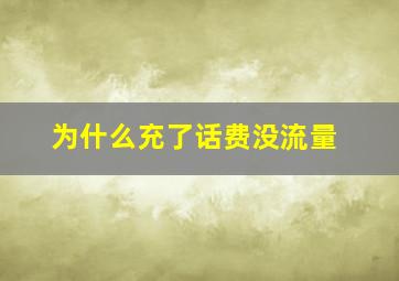 为什么充了话费没流量