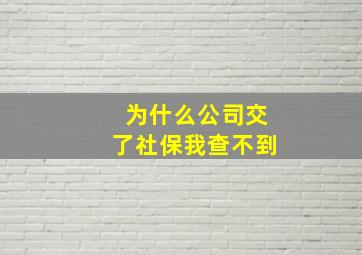 为什么公司交了社保我查不到