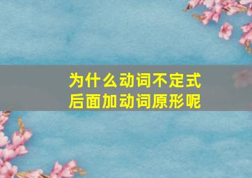 为什么动词不定式后面加动词原形呢