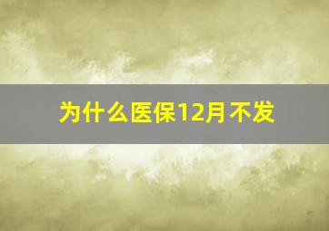 为什么医保12月不发