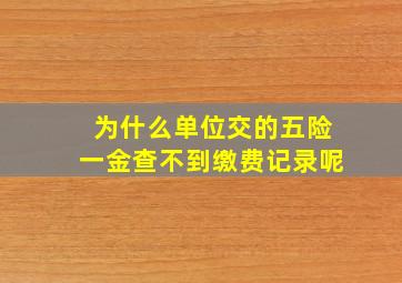 为什么单位交的五险一金查不到缴费记录呢