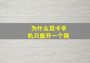 为什么双卡手机只能开一个网