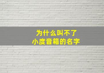 为什么叫不了小度音箱的名字