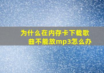 为什么在内存卡下载歌曲不能放mp3怎么办