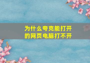 为什么夸克能打开的网页电脑打不开