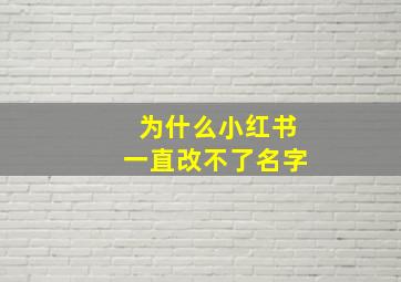 为什么小红书一直改不了名字