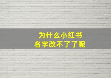 为什么小红书名字改不了了呢