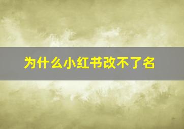 为什么小红书改不了名