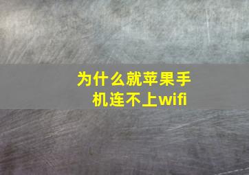 为什么就苹果手机连不上wifi