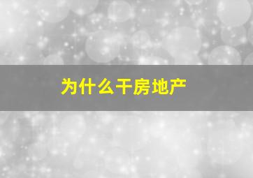 为什么干房地产