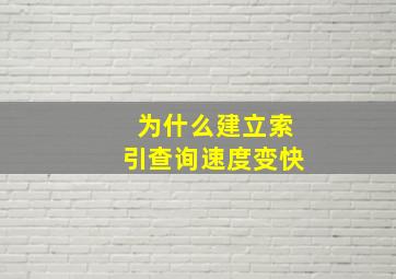 为什么建立索引查询速度变快