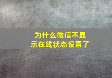 为什么微信不显示在线状态设置了