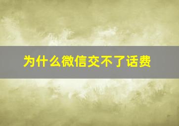 为什么微信交不了话费