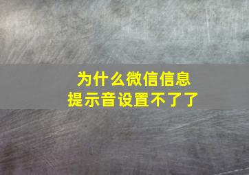 为什么微信信息提示音设置不了了