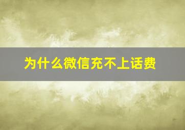 为什么微信充不上话费