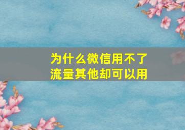 为什么微信用不了流量其他却可以用