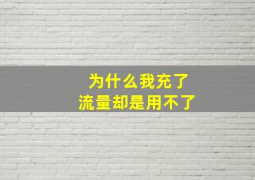 为什么我充了流量却是用不了