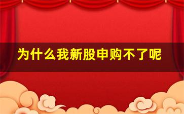 为什么我新股申购不了呢