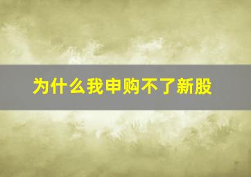 为什么我申购不了新股