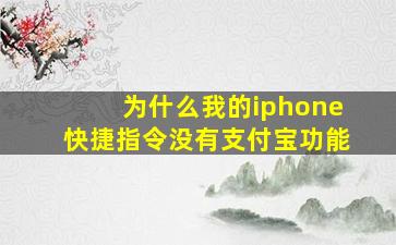 为什么我的iphone快捷指令没有支付宝功能