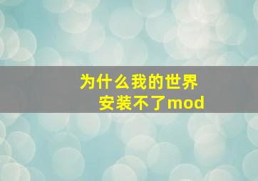 为什么我的世界安装不了mod